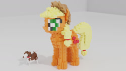 Size: 1280x720 | Tagged: safe, artist:awesomeaustinv, applejack, winona, dog, earth pony, pony, g4, 3d, a lego pony that looks like applejack, lego, lego pony