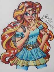 Size: 1520x2027 | Tagged: safe, artist:jack-pie, sunset shimmer, equestria girls, g4, tattoo, traditional art