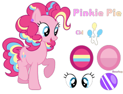 Size: 2600x2000 | Tagged: safe, artist:stellamoonshineyt, pinkie pie, pony, g4, alternate hairstyle, high res, reference sheet, simple background, solo, transparent background