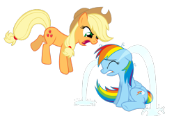 Size: 1499x999 | Tagged: source needed, safe, artist:stardustxiii, artist:thetunderstormbrony, applejack, rainbow dash, earth pony, pegasus, pony, baby cakes, g4, abuse, angry, applejack's hat, applejerk, cowboy hat, crying, dashabuse, duo, duo female, emotional abuse, eyes closed, female, furious, go to sleep wind rider, hat, open mouth, out of character, sadbow dash, simple background, sobbing, transparent background, vector, yelling