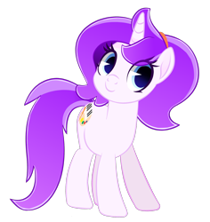 Size: 1700x1800 | Tagged: safe, oc, oc only, pony, unicorn, big eyes, blue eyes, cute, ponytail, purple hair, solo, standing