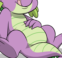 Size: 879x818 | Tagged: safe, artist:mickeymonster, edit, spike, dragon, g4, belly, chubby, pictures of bellies, smiling, tongue out