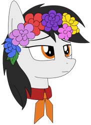 Size: 777x1067 | Tagged: safe, artist:lonebigcity, oc, oc only, oc:ikar syntin soyuz, pegasus, pony, female, floral head wreath, flower, simple background, solo, transparent background