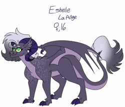 Size: 3239x2780 | Tagged: safe, artist:dodiejinx, oc, oc only, oc:estelle la ange, dracony, hybrid, high res, interspecies offspring, offspring, parent:rarity, parent:spike, parents:sparity, simple background, solo, white background