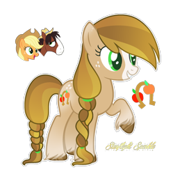 Size: 1788x1796 | Tagged: safe, artist:afterglory, applejack, trouble shoes, earth pony, pony, g4, female, mare, offspring, parent:applejack, parent:trouble shoes, parents:troublejack, simple background, transparent background