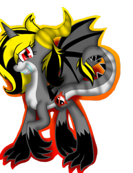 Size: 2153x2786 | Tagged: safe, artist:juliet-gwolf18, oc, oc only, oc:juliet, dracony, dragon, hybrid, eyelashes, fangs, female, grin, high res, horns, simple background, smiling, solo, transparent background, yin-yang