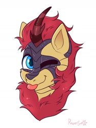Size: 1497x1988 | Tagged: safe, artist:confetticakez, oc, oc only, kirin, bust, looking at you, raspberry, smiling, solo, tongue out