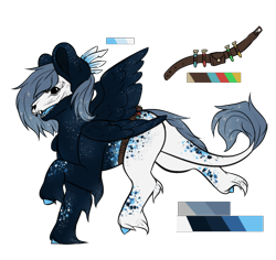 Size: 580x548 | Tagged: safe, artist:minelvi, oc, oc only, pegasus, pony, belt, feather, female, hoof fluff, mare, pegasus oc, raised hoof, reference sheet, simple background, skull, solo, story included, transparent background, wings