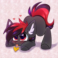 Size: 3000x3000 | Tagged: safe, artist:pesty_skillengton, oc, oc only, earth pony, pony, blushing, face down ass up, heart, heart eyes, high res, jewelry, necklace, raspberry, smiling, solo, tongue out, wingding eyes