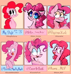 Size: 3496x3667 | Tagged: safe, artist:syrupyyy, pinkie pie, earth pony, pony, g4, chest fluff, ear fluff, female, high res, mare, open mouth, solo, style emulation