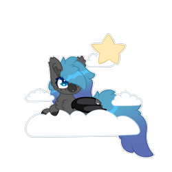 Size: 2000x2000 | Tagged: safe, artist:michini, oc, oc only, bat pony, blue eyes, cloud, cute, high res, simple background, transparent background