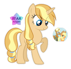 Size: 1701x1666 | Tagged: safe, artist:afterglory, applejack, trenderhoof, oc, pony, unicorn, g4, female, mare, offspring, parent:applejack, parent:trenderhoof, parents:trenderjack, simple background, transparent background