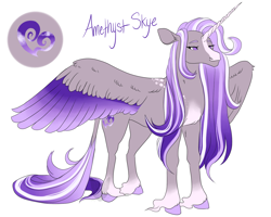 Size: 1280x1024 | Tagged: safe, artist:arexstar, oc, oc only, oc:ametyhst skye, alicorn, pony, colored wings, colored wingtips, female, magical lesbian spawn, mare, multicolored wings, offspring, parent:marble pie, parent:princess cadance, simple background, solo, white background, wings