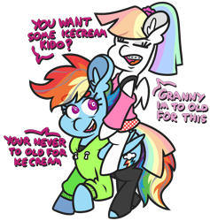 Size: 1780x1876 | Tagged: safe, artist:threetwotwo32232, rainbow dash, oc, oc:bookworm, pegasus, pony, g4, braces, clothes, female, hoodie, mare, misspelling of you're