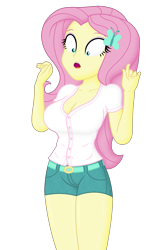 Size: 1920x3000 | Tagged: safe, artist:ah96, edit, editor:ah96, fluttershy, human, equestria girls, g4, :o, big breasts, breast edit, breasts, busty fluttershy, cleavage, female, ms paint, open mouth, shading, shocked, simple background, solo, transparent background