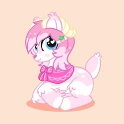 Size: 1080x1080 | Tagged: safe, artist:mediocremare, oc, oc only, deer, deer pony, original species, pony, clothes, heart eyes, lying down, prone, scarf, smiling, solo, wingding eyes