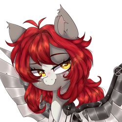 Size: 4000x4000 | Tagged: safe, artist:_spacemonkeyz_, oc, oc only, oc:babaru, earth pony, pony, amputee, artificial wings, augmented, prosthetic limb, prosthetic wing, prosthetics, solo, wings