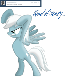 Size: 1280x1525 | Tagged: safe, artist:ask-fleetfoot, fleetfoot, pegasus, pony, g4, alternate hairstyle, ask-fleetfoot, bipedal, discorded, show accurate, simple background, solo, transparent background