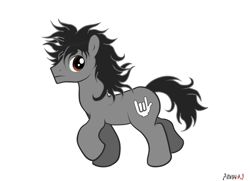 Size: 1984x1440 | Tagged: safe, artist:aldharoku, oc, oc only, earth pony, pony, devil horn (gesture), earth pony oc, male, raised hoof, simple background, solo, stallion, white background