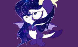 Size: 391x240 | Tagged: safe, artist:circuspaparazzi5678, oc, oc only, oc:nebula, oc:nebula the dragon panda, bear, dragon, hybrid, original species, panda, base used, dragon panda, dragon wings, ethereal mane, fur, galaxy hair, galaxy mane, horn, nebula, next generation, solo, wings