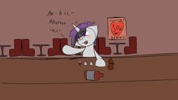 Size: 1920x1080 | Tagged: safe, artist:inky scroll, oc, oc only, oc:inky scroll, pony, unicorn, alcohol, blushing, bottle, colored sketch, drinking, drunk, glass, holiday, poster, shot glass, sketch, valentine's day