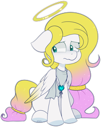 Size: 2382x3006 | Tagged: safe, artist:jetjetj, part of a set, oc, oc only, oc:angel light, angel, pegasus, pony, commission, female, halo, high res, jewelry, mare, necklace, simple background, solo, transparent background, ych result