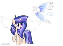 Size: 3727x2708 | Tagged: safe, artist:afterglory, oc, oc only, bird, pony, unicorn, artificial wings, augmented, female, high res, magic, magic wings, mare, offspring, parent:flash sentry, parent:twilight sparkle, parents:flashlight, simple background, transparent background, wings