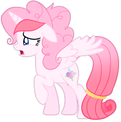 Size: 1032x1042 | Tagged: safe, artist:tanahgrogot, oc, oc only, oc:strawberries, alicorn, pony, alicorn oc, base used, cute, floppy ears, horn, not pinkie pie, ocbetes, open mouth, sad, simple background, solo, transparent background, wings