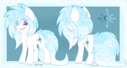 Size: 1860x1000 | Tagged: safe, artist:michini, derpibooru exclusive, oc, oc only, oc:snow flow, earth pony, pony, base used, cutie mark, male, reference sheet, simple background, smiling, solo, stallion