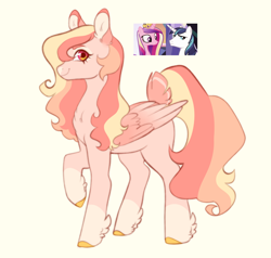 Size: 2214x2106 | Tagged: safe, artist:pandemiamichi, princess cadance, shining armor, oc, pegasus, pony, g4, female, high res, mare, offspring, parent:princess cadance, parent:shining armor, parents:shiningcadance, simple background