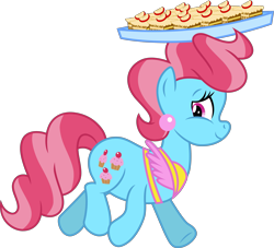 Size: 4399x4000 | Tagged: safe, artist:jeatz-axl, cup cake, earth pony, pony, g4, absurd resolution, apple, cupcake, female, food, mare, simple background, solo, transparent background, trotting, vector