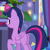 Size: 980x980 | Tagged: safe, screencap, twilight sparkle, alicorn, pony, g4, hearthbreakers, butt, cropped, female, folded wings, glowing horn, horn, magic, magic aura, mare, plot, raised hoof, smiling, solo, twibutt, twilight sparkle (alicorn), wings