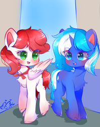 Size: 1101x1387 | Tagged: safe, artist:空空, oc, oc only, oc:彩光 rainbowlight, pegasus, pony, unicorn