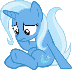 Size: 4500x4381 | Tagged: safe, artist:grapefruitface1, trixie, pony, g4, to where and back again, absurd resolution, confused, hoof on cheek, looking down, show accurate, simple background, sitting, solo, trace, transparent background, vector