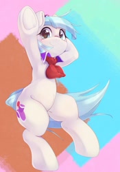 Size: 1430x2048 | Tagged: safe, artist:kurogewapony, coco pommel, earth pony, pony, g4, bipedal, cocobetes, cute, female, looking at you, mare, necktie, smiling, solo, underhoof