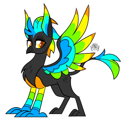 Size: 3000x3000 | Tagged: safe, artist:renhorse, oc, oc only, oc:heart attack, griffon, colored wings, high res, multicolored wings, simple background, solo, transparent background, wings