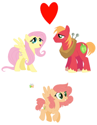 Size: 838x1088 | Tagged: safe, artist:farkaska21, big macintosh, fluttershy, oc, earth pony, pegasus, pony, g4, base used, cutie mark, female, filly, heart, male, mare, offspring, parent:big macintosh, parent:fluttershy, parents:fluttermac, pegasus oc, ship:fluttermac, shipping, simple background, spread wings, stallion, straight, white background, wings
