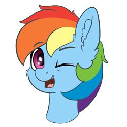 Size: 4000x4000 | Tagged: safe, artist:yelowcrom, rainbow dash, pegasus, pony, g4, bust, cheek fluff, ear fluff, female, looking at you, mare, one eye closed, simple background, transparent background, wink