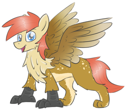 Size: 1280x1139 | Tagged: safe, artist:pzkratzer, oc, oc only, oc:ponygriff, griffling, hippogriff, hybrid, original species, ponygriff, hippogriff oc, mole, redesign, simple background, solo, spots, transparent background, русские есть?
