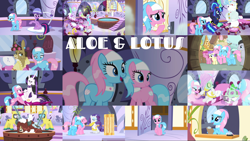 Size: 1960x1104 | Tagged: safe, edit, edited screencap, editor:quoterific, screencap, aloe, alula, bulk biceps, fluttershy, lotus blossom, lucky clover, matilda, meadow song, pluto, princess celestia, princess luna, rarity, ruby pinch, spike, twilight sparkle, yona, alicorn, dragon, earth pony, pony, unicorn, yak, a friend in deed, applejack's "day" off, between dark and dawn, castle sweet castle, dragon dropped, filli vanilli, g4, green isn't your color, rarity's biggest fan, she's all yak, slice of life (episode), spoiler:interseason shorts, 80s princess luna, alternate hairstyle, crying, duo, duo female, eyes closed, female, filly, mouth hold, mud mask, open mouth, punklestia, spa twins, tears of joy, teeth, trio, trio female, twilight sparkle (alicorn), wiping tears