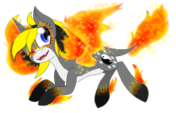 Size: 2800x1800 | Tagged: safe, artist:juliet-gwolf18, oc, oc only, oc:juliet, alicorn, pony, alicorn oc, eyelashes, female, fire, horn, leonine tail, mare, one eye closed, simple background, solo, transparent background, wings, wink