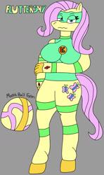 Size: 750x1267 | Tagged: safe, artist:bradythefnaffan, fluttershy, pegasus, anthro, unguligrade anthro, g4, ball, female, flutterball, mare, morph ball, solo