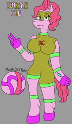 Size: 750x1284 | Tagged: safe, artist:bradythefnaffan, pinkie pie, earth pony, anthro, unguligrade anthro, g4, ball, female, mare, morph ball, pinkieball, solo