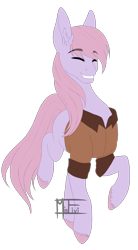 Size: 2058x3726 | Tagged: safe, artist:minelvi, oc, oc only, earth pony, pony, clothes, colored hooves, ear fluff, earth pony oc, eyes closed, grin, high res, raised hoof, signature, simple background, smiling, solo, transparent background