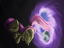 Size: 4000x3000 | Tagged: safe, artist:flusanix, fluttershy, pegasus, pony, g4, female, mare, portal, solo