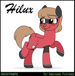 Size: 1146x1171 | Tagged: safe, artist:ethanchang, car pony, original species, pony, 1st awesome platoon, female, mare, ponified, solo, toyota, toyota hilux