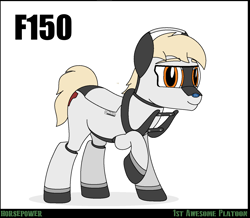 Size: 1582x1381 | Tagged: safe, artist:ethanchang, car pony, original species, pony, 1st awesome platoon, ford, ford f-150, looking at you, male, pickup truck, ponified, solo, stallion