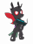 Size: 3072x4096 | Tagged: safe, artist:theunidentifiedchangeling, oc, oc only, oc:[unidentified], changeling, angry, bipedal, digital art, gun, horn, looking at you, male, red eyes, simple background, solo, transparent background, weapon, wings