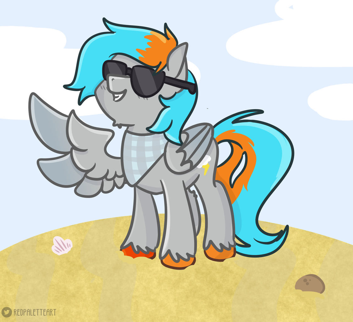 Safe Artist Redpalette Oc Oc Shade Flash Pegasus Bandana Beach Cute Male