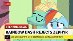 Size: 1280x720 | Tagged: safe, rainbow dash, zephyr breeze, pegasus, pony, g4, break your own news, breaking news, breakup, male